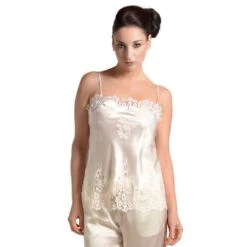 Seiden-Longtop JARDIN Von Marjolaine 16 Seiden-Longtop JARDIN Von Marjolaine -MAISON LEJABY Verkaufsgeschäft seidentop jardin champagner weiss marjolaine