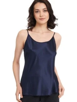 Seidentop SEDUZIONE DI SETA Von Gattina Uni -MAISON LEJABY Verkaufsgeschäft seidentop navy dunkelblau 381480 seduzione di seta gattina 1