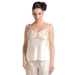 100% Seide Seidentop RARE Calais Spitze Marjolaine -MAISON LEJABY Verkaufsgeschäft seidentop rare champagner beige marjolaine 2