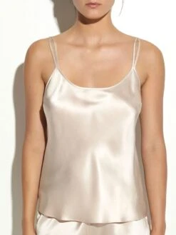 100% Seide Trägertop CLASSICO No. 2 Von Luna Di Seta -MAISON LEJABY Verkaufsgeschäft seidentop rundhals vlst08010 creme weiss luna di seta 2