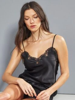 100% Seidentop SATIN + LACE Kurz Von Eva B. Bitzer -MAISON LEJABY Verkaufsgeschäft seidentop satin lace 29314470 schwarz bitzer
