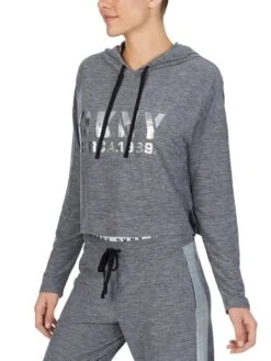 Kurz-Hoodie THE WARM UP Von DKNY Sleepwear -MAISON LEJABY Verkaufsgeschäft shirt 07 yi2022401 036 dark grey 0118 dkny 1 1