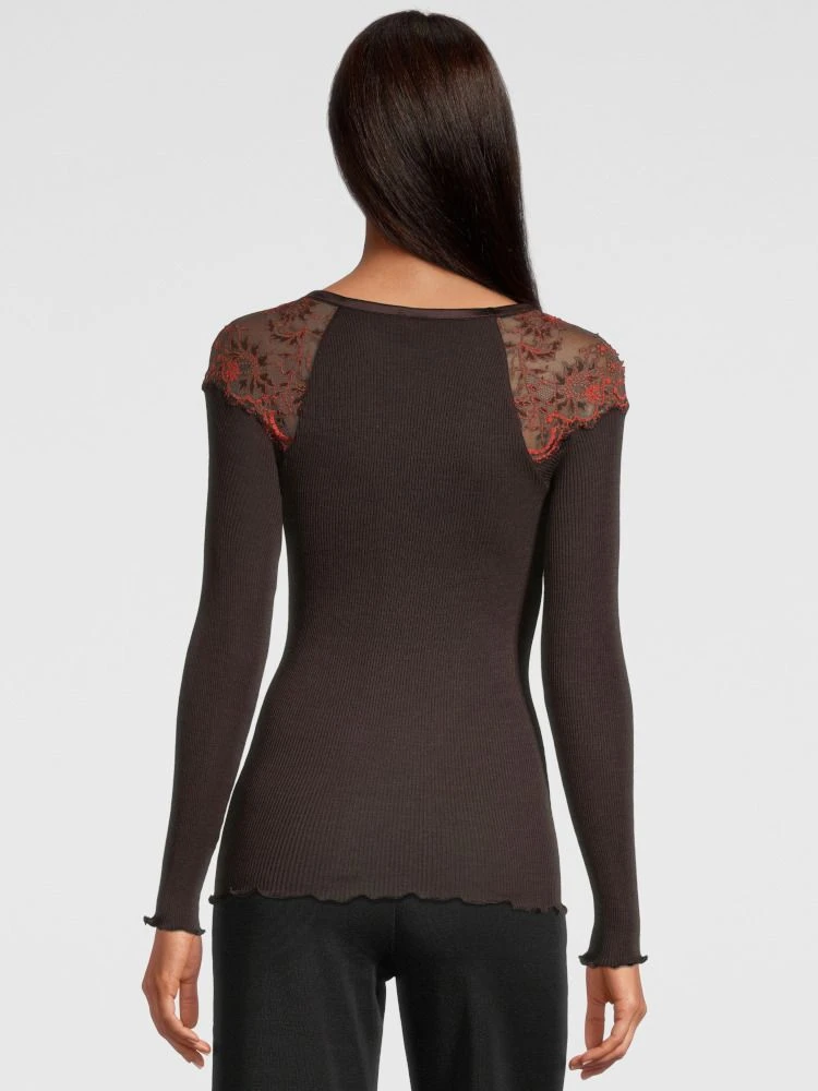 Merino Wolle-Seide LANGARMSHIRT Gerippt Mokka Calais Spitze Von Oscalito 6 Merino Wolle-Seide LANGARMSHIRT Gerippt Mokka Calais Spitze Von Oscalito - Image 4