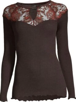 Merino Wolle-Seide LANGARMSHIRT Gerippt Mokka Calais Spitze Von Oscalito 9 Merino Wolle-Seide LANGARMSHIRT Gerippt Mokka Calais Spitze Von Oscalito -MAISON LEJABY Verkaufsgeschäft shirt langarm leavers spitze moka 6624 oscalito 3