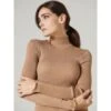 Merinowolle-Seide Mockneck Shirt Gerippt Basic Von Oscalito -MAISON LEJABY Verkaufsgeschäft shirt langarm mockneck basic ripp camel 3429 oscalito 6 1