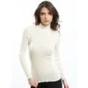 Merinowolle-Seide Mockneck Shirt Gerippt Basic Von Oscalito -MAISON LEJABY Verkaufsgeschäft shirt langarm mockneck basic ripp weiss 3429 oscalito 2