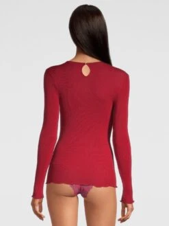 Merinowolle-Seide LANGARM SHIRT Rot Gerippt Von Oscalito -MAISON LEJABY Verkaufsgeschäft shirt langarm tuellspitze rot 6667 oscalito 2