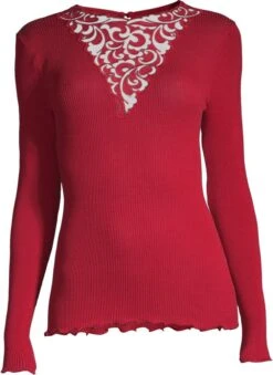 Merinowolle-Seide LANGARM SHIRT Rot Gerippt Von Oscalito -MAISON LEJABY Verkaufsgeschäft shirt langarm tuellspitze rot 6667 oscalito 3