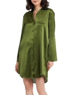 Seide Sleepshirt SEDUZIONE DI SETA Kurz Von Gattina -MAISON LEJABY Verkaufsgeschäft sleepshirt seide 381453 khaki gattina 1 1 1