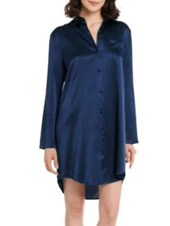 Seide Sleepshirt SEDUZIONE DI SETA Uni Von Gattina -MAISON LEJABY Verkaufsgeschäft sleepshirt seide 381453 navy gattina 1
