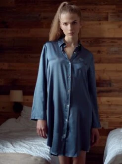 Seide Sleepshirt SEDUZIONE DI SETA Uni Von Gattina -MAISON LEJABY Verkaufsgeschäft sleepshirt seide 381453 stonegrey gattina 1
