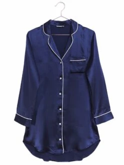 100% Seide Sleepshirt CAMILLA UNI Von Radice -MAISON LEJABY Verkaufsgeschäft sleepshirt seide camilla fullmoon sky dunkelblau radice 2 5