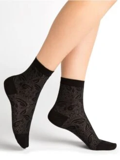 Damen Seidensocken Blumenmuster Aus 71% Seide Von Bleuforêt -MAISON LEJABY Verkaufsgeschäft soeckchen seide spitze 6272 schwarz bleuforet