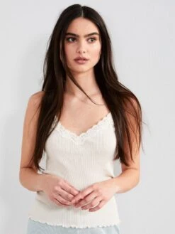 70% Seide 30% Baumwolle Träger-Top RIPP Von Eva B. Bitzer -MAISON LEJABY Verkaufsgeschäft spaghetti top champagner 27338213 jersey rip eva b bitzer 1 7