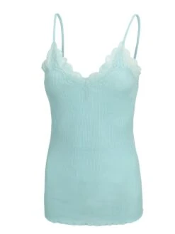 70% Seide 30% Baumwolle Träger-Top RIPP Von Eva B. Bitzer -MAISON LEJABY Verkaufsgeschäft spaghetti top crystal blue 27338213 jersey rip eva b bitzer 7