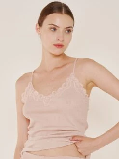 70% Seide 30% Baumwolle Träger-Top RIPP Von Eva B. Bitzer -MAISON LEJABY Verkaufsgeschäft spaghetti top rosecloud 27338213 jersey rip eva b bitzer 1 7