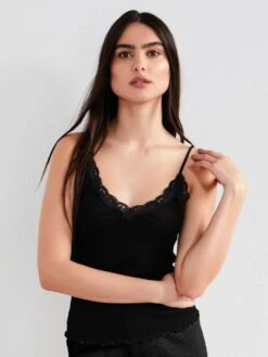 70% Seide 30% Baumwolle Träger-Top RIPP Von Eva B. Bitzer -MAISON LEJABY Verkaufsgeschäft spaghetti top schwarz 27338213 jersey rip eva b bitzer 1 1