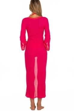 Strandmantel Lang LUREX PALME Fuchsia Pink Von Pin-Up Stars -MAISON LEJABY Verkaufsgeschäft strand mantel pb172a rot pin up stars 3