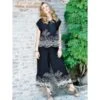 Resortwear Anzug Mit Hohlsaum-Stickerei NERO Von Chiara Fiorini -MAISON LEJABY Verkaufsgeschäft strandanzug schwarz creme cf9843 cf9844 chiara fiorini