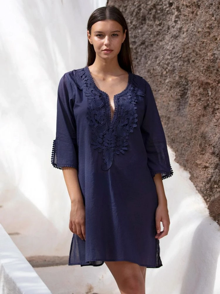 100% Baumwolle Strandtunika NOAM 98 Dunkelblau Von Pain De Sucre 4 100% Baumwolle Strandtunika NOAM 98 Dunkelblau Von Pain De Sucre - Image 2