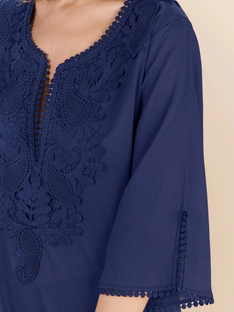 100% Baumwolle Strandtunika NOAM 98 Dunkelblau Von Pain De Sucre 6 100% Baumwolle Strandtunika NOAM 98 Dunkelblau Von Pain De Sucre - Image 4