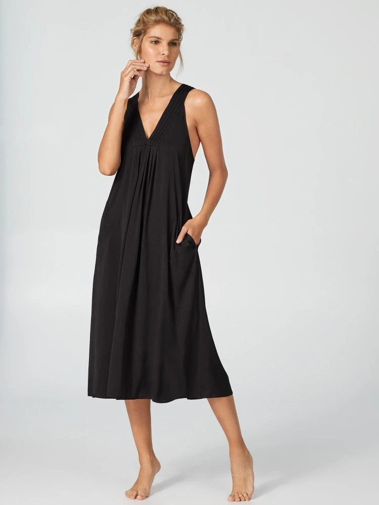 Strandkleid Lang APRIL BLOOMS Schwarz Von Donna Karan Sleepwear 4 Strandkleid Lang APRIL BLOOMS Schwarz Von Donna Karan Sleepwear - Image 2