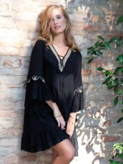 Tunikakleid NERO No. 2 Schwarz-gold Von Chiara Fiorini -MAISON LEJABY Verkaufsgeschäft strandkleid schwarz viscose cf530 chiara fiorini 1 1