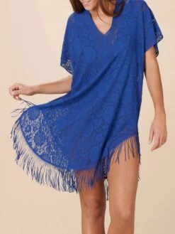 Spitze Strandtunika JESSE 20 Einfarbig Von Pain De Sucre -MAISON LEJABY Verkaufsgeschäft strandtunika jesse spitze royalblau pain de sucre 1 1