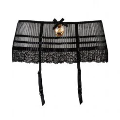 Hüftgürtel Aus Plissee-Tüll ELISABETH Mit Kristall-Medaillon Von Escora -MAISON LEJABY Verkaufsgeschäft strapsguertel schwarz elisabeth 5976E102 escora 1