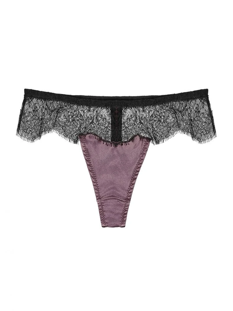 Seide String ANIA SOIE TOURBE Violett-schwarz Von Cadolle 4 Seide String ANIA SOIE TOURBE Violett-schwarz Von Cadolle - Image 2