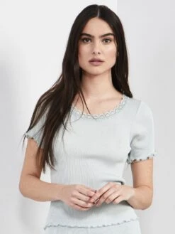 70% Seide 30% Baumwolle T-Shirt RIPP Von Eva B. Bitzer -MAISON LEJABY Verkaufsgeschäft t shirt crystal blue 27338233 jersey rip eva b bitzer 3 1