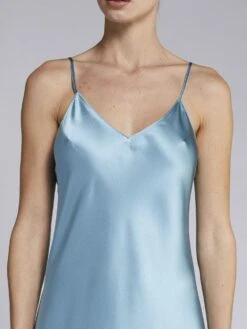 Seidentop CARLA 100% Seide Uni Von Vivis -MAISON LEJABY Verkaufsgeschäft top blau vivis 2 2