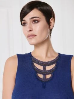 Merinowolle-Seide Trägertop Mit Glitzer Gerippt Von Oscalito -MAISON LEJABY Verkaufsgeschäft top lurex spitze blau 6660 oscalito