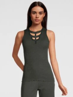 Merinowolle-Seide Trägertop Mit Glitzer Gerippt Von Oscalito -MAISON LEJABY Verkaufsgeschäft top lurex spitze gruen 6660 oscalito