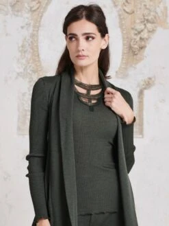 Merinowolle-Seide Trägertop Mit Glitzer Gerippt Von Oscalito -MAISON LEJABY Verkaufsgeschäft top lurex spitze gruen 6660 oscalito 4 1