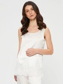 Seidentop Camisole SETA No. 11 Mit Spitze Von Chiara Fiorini -MAISON LEJABY Verkaufsgeschäft top seide elfenbein weiss gc189 chiara fiorini 2