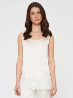 Seidentop Camisole SETA No. 11 Mit Spitze Von Chiara Fiorini -MAISON LEJABY Verkaufsgeschäft top seide elfenbein weiss gc189 chiara fiorini