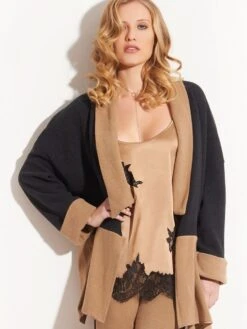 Jacke KUSCHEL COTTON Anthrazit-zimt Von Chiara Fiorini -MAISON LEJABY Verkaufsgeschäft top seide zimt gc191 g9610chiara fiorini 2 1