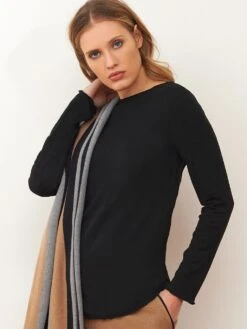 Langarm-Shirt WOLLE VISCOSE Von Chiara Fiorini -MAISON LEJABY Verkaufsgeschäft top viscose wolle schwarz cf1934 chiara fiorini 1