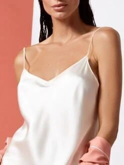 Seidentop CARLA 100% Seide Uni Von Vivis -MAISON LEJABY Verkaufsgeschäft top weiss vivis 2 1