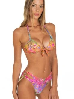 Bügel-Bikini RAINBOW FLOWERS Pink-bunt Von Pin-Up Stars -MAISON LEJABY Verkaufsgeschäft triangel bikini lila pb051m c099 pin up stars 2