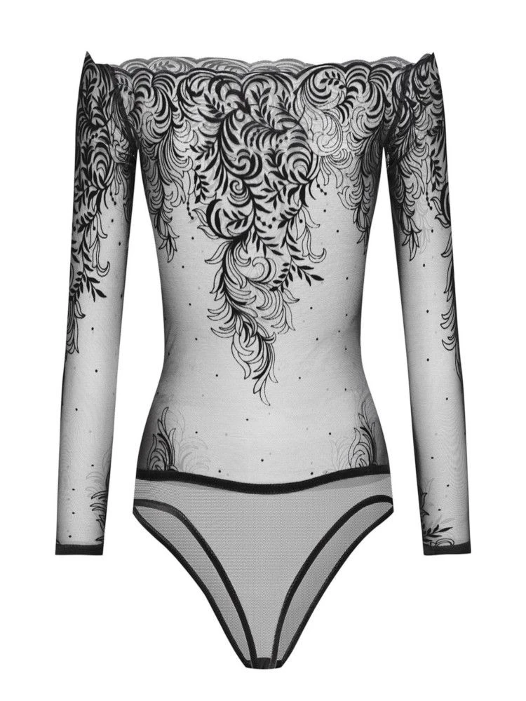 Langarm-Body ARABESQUE Tüll Schwarz Von Cadolle 8 Langarm-Body ARABESQUE Tüll Schwarz Von Cadolle - Image 6