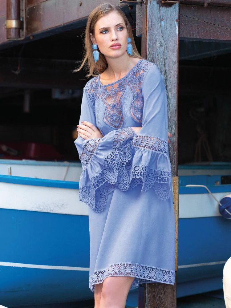 Tunika Sommerkleid Mit Stickerei PERVINCA Blaulila Von Chiara Fiorini 4 Tunika Sommerkleid Mit Stickerei PERVINCA Blaulila Von Chiara Fiorini - Image 2