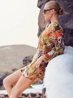 Viscose Tunika ZEBRA IN PARADISE Apricot Grün Von Fürstenberg -MAISON LEJABY Verkaufsgeschäft tunika pfirsich bunt 243 31605 fuerstenberg