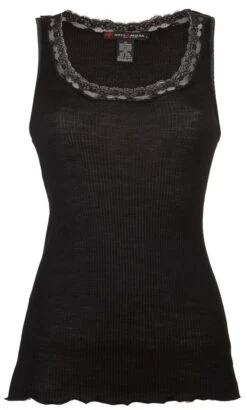 Merinowolle-Seide UNTERHEMD Gerippt Mit Spitze Von Artimaglia -MAISON LEJABY Verkaufsgeschäft unterhemd wolle seide 30202 sl schwarz artimaglia 2