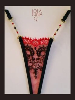 Lola Luna Microstring VICTORIA MICRO Schwarz-erdbeerrot -MAISON LEJABY Verkaufsgeschäft victoria micro schmuck string lola luna 2
