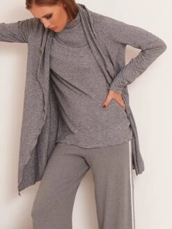 Wolle Viscose Cardigan MELANGE Grau Von Chiara Fiorini -MAISON LEJABY Verkaufsgeschäft viscose rollkragen cf2001 cf2022 grau chiara fiorini 3 2 1 1