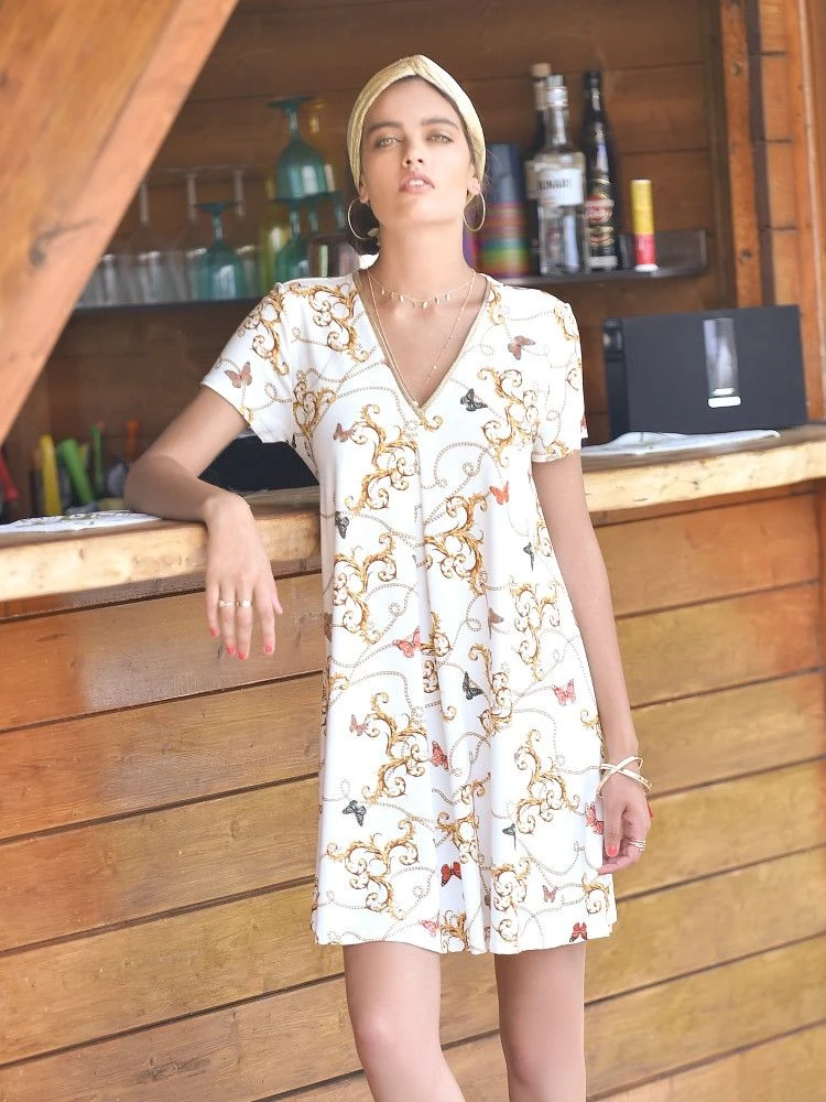 Sommer Sleepshirt CHAINS Creme-gold Von Fiori Di Chiara 4 Sommer Sleepshirt CHAINS Creme-gold Von Fiori Di Chiara - Image 2