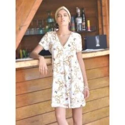 Sommer Sleepshirt CHAINS Creme-gold Von Fiori Di Chiara