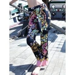 Viscose Strandhose BARI Schwarz-bunt Von Chiara Fiorini